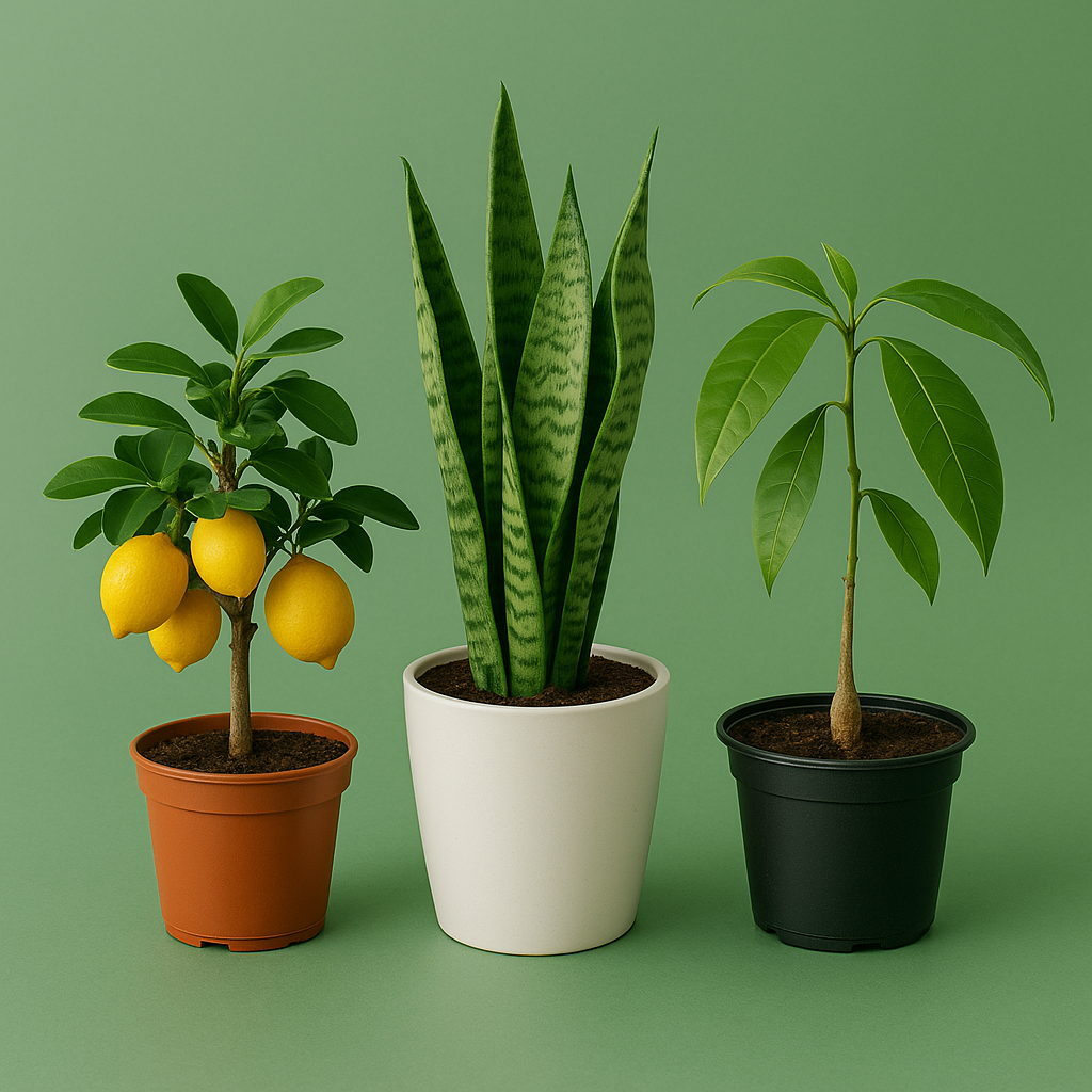 Triangular Plant Arrangement with Citrus and Mango